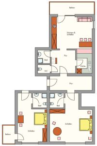 Grundriss von der Ferienwohnung Riffler in der Pension Roman