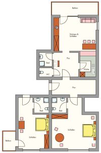 Floor plan of the holiday flat Riffler in the Pension Roman